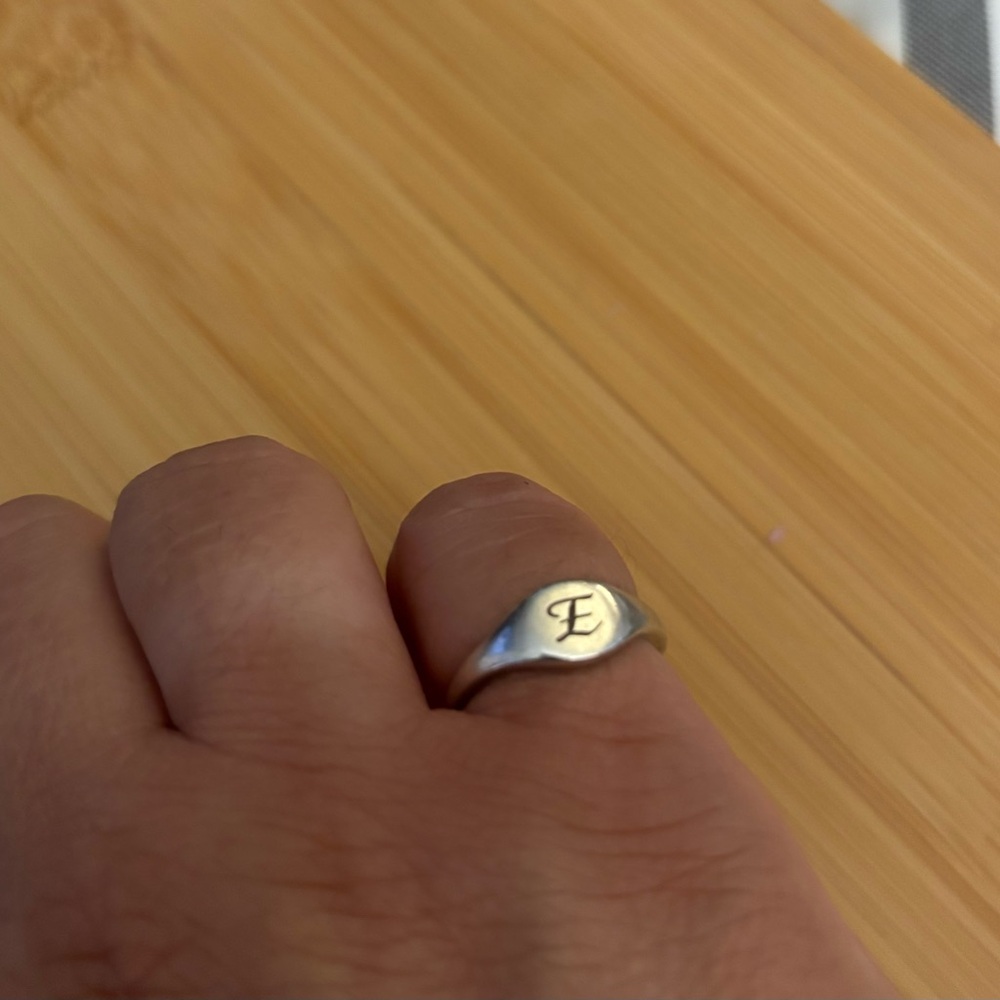 Sterling Silver Initial Pinky Ring - image 1